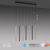 Lampa wisząca siedem cienkich tub MATOWY MOSIĄDZ/CZARNY LED 3000K FLUTE Paul Neuhaus 2117-18 z wbudowanym ściemniaczem
