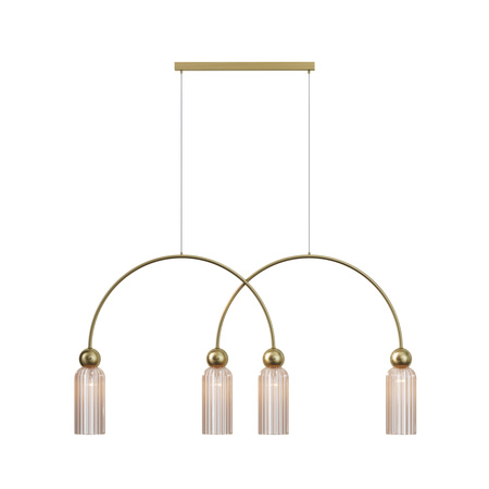 Rozłożysta złota lampa wisząca z bursztynowymi kloszami Antic MOD302PL-04CG Maytoni