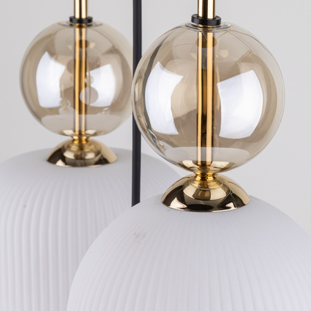 Lampa wisząca pięć zwisów szklane karbowane klosze SOPHIA COGNAC WHITE 5XE14 Tk Lighting 11593
