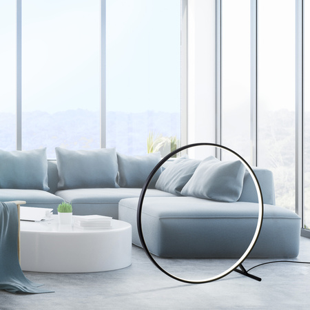 Lampa podłogowa duży czarny okrąg 100cm LED HULA Paul Neuhaus 320-18 sterowana pilotem