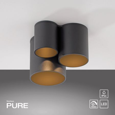 Lampa sufitowa metalowe trzy czarne tuby LED 2700K PURE POINT Paul Neuhaus 6750-18