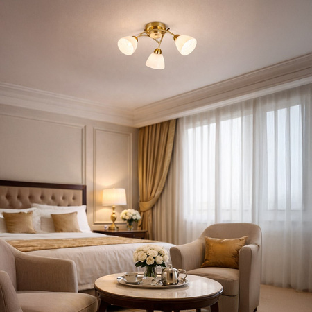 Lampa sufitowa 3-punktowa złota z białymi szklanymi kloszami CLARA GOLD 3xE27 Milagro ML2760