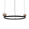 Lampa wisząca czarny okrąg 50cm LED z dekoracyjnymi kulami z kamienia Solaris 3000K Maxlight P0613