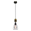 Lampa wisząca Ponte, jednopunktowa, czarna z drucianym kloszem Italux PND-4290-1-L