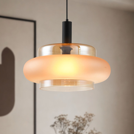 Lampa wisząca szklany klosz bursztynowy mrożony 40cm BRIZI 1xE27 Candellux Studio 31-51486
