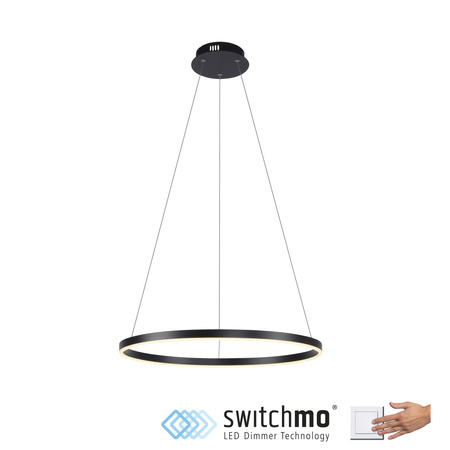 Lampa wisząca antracytowy okrąg 58cm LED 3000K z funkcją ściemniania SwitchMo RITUS Just LIght 15394-13