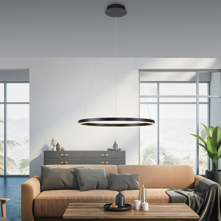 Lampa wisząca antracytowy okrąg 58cm LED 3000K z funkcją ściemniania SwitchMo RITUS Just LIght 15394-13