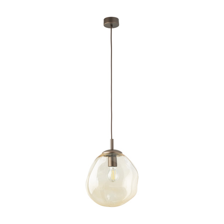 Lampa wisząca koniakowy szklany zniekształcony klosz 25cm LAVA M BROWN 1xE27 Tk Lighting 11326