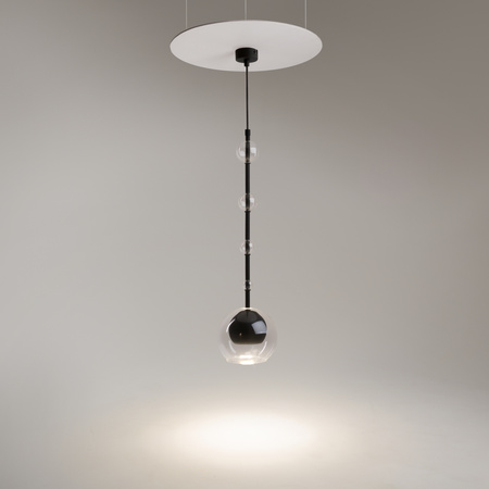 Lampa wisząca czarna kula otoczona transparentnym szklanym kloszem Ros MOD227PL-01B Maytoni