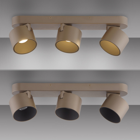 Brązowa podłużna lampa sufitowa trzy tuby LED 2700K PURE CUP Paul Neuhaus 6227-97 