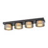  Prostokątna czarna lampa sufitowa 70cm x 15cm z czterema kloszami RIKA LED 3000K z funkcją ściemniania  Paul Neuhaus 6164-18