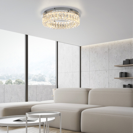 Chromowana okrągła lampa sufitowa 40cm KULUNKA LED 3000K z funkcją SwitchMo Just Light 15204-17