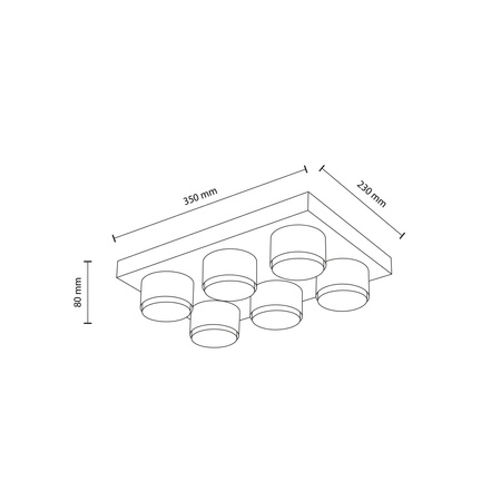 Prostokątny biały plafon sufitowy sześciopunktowy BRIX WHITE 6xGX53 Tk Lighting 11297