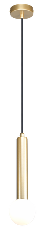 Lampa wisząca cienka złota tuba zakończona szklaną białą kulą FREYA 1xG9 Zuma Line P230627901C