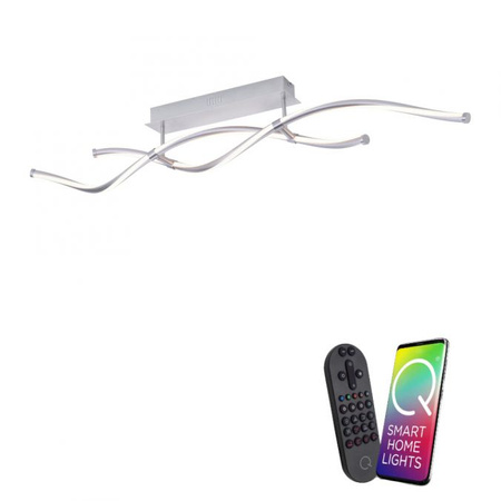 Lampa sufitowa srebrna Q-MALINA LED Paul Neuhaus 6339-55 sterowana pilotem funkcja smart