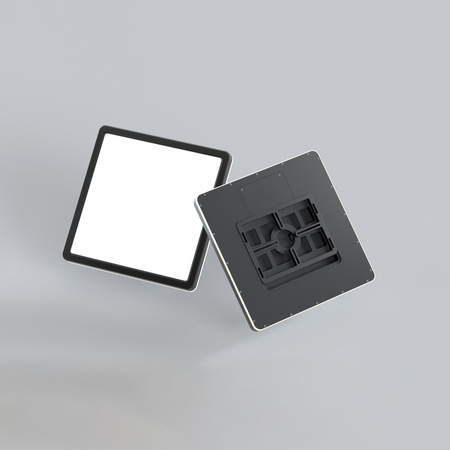 Kwadratowy niski plafon sufitowy LED czarna obramówka Aleria Italux PLF-39573-450S-50W-BL
