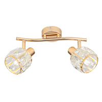 Dubai lampa sufitowa listwa różowy złoty 2x40W E14 klosz złoty z kryszt transp Candellux 92-23483