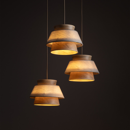 Lampa wisząca trzy zwisy z abażurami z lnu na kole KALUM LEN 3XE27 Tk Lighting 11807