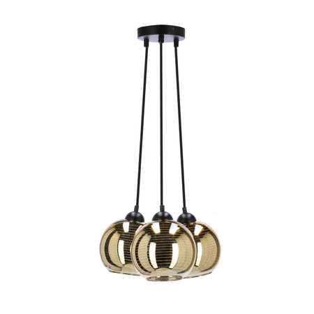 Trio lampa wisząca czarny 3x60w e27 klosz złoty Candellux 33-11961