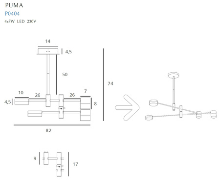 Lampa wisząca PUMA LED MaxLight P0404