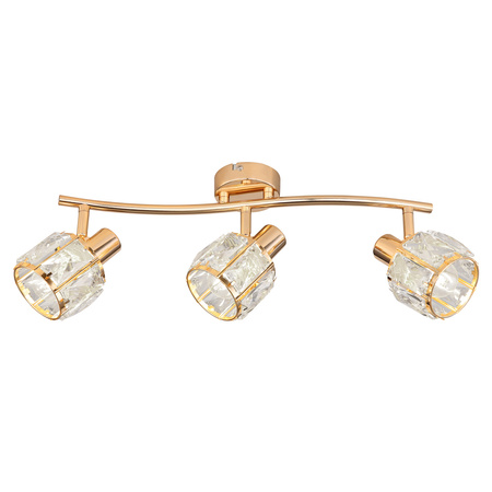 Dubai lampa sufitowa listwa różowy złoty 3x40W E14 klosz złoty z kryszt transp Candellux 93-23490