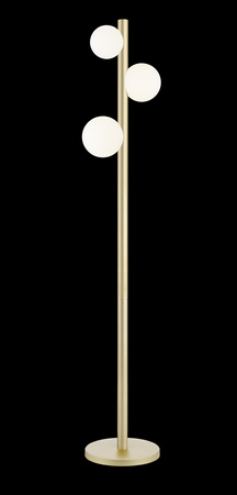 Złota lampa podłogowa z trzema szklanymi kulami FORES 3xG9 Zuma Line F0574-03N-V6AA