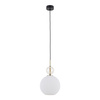 Lampa wisząca pojedyńcza szklana karbowana kula z ozdobną dodatkowa małą kulą SOPHIA BIG COGNAC WHITE 1xE27 Tk Lighting 10931
