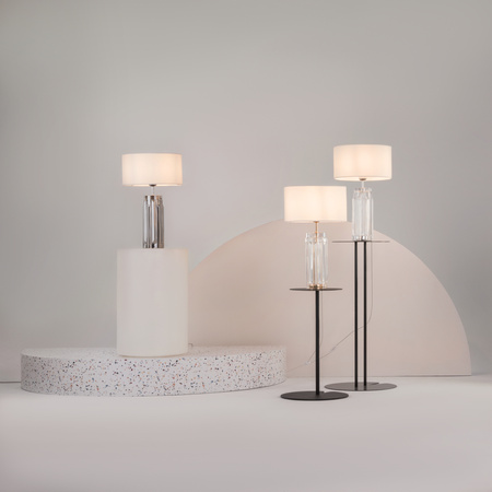 Lampa stołowa z białym abażurem i szklaną podstawą Muse MOD304TL-01CH Maytoni