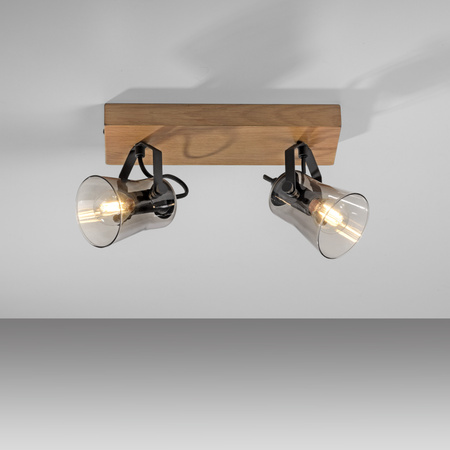 Lampa sufitowa z drewnianą podstawą i szklanymi kloszami GREEN LANGSTRÖM 11448-79