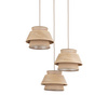 Lampa wisząca trzy abażury juta + drewno na kole KALUM WOOD 3XE27 Tk Lighting 11808