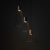 LAMPA WISZACA 3 KOŁO metalowa, czarna z detalami MODESTO WOOD SOSNA TK Lighting 10188