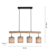 Lampa wisząca drewniana belka z czterema abażurami GREEN TRIBU 4xE27 Just Light 15783-29