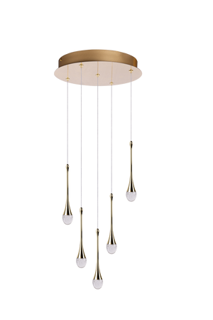 Złota lampa wisząca 5 zwisów DALMA 5 ROUND GO AZZARDO AZ6008