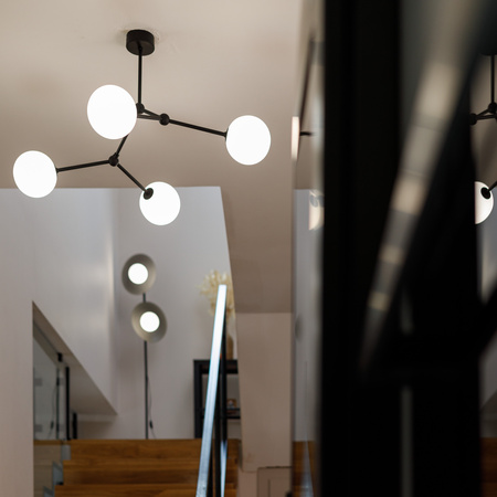 Czarna lampa podłogowa dwa szklane klosze 2xG9 SLATE BLACK GLASS Tk Lighting 16136