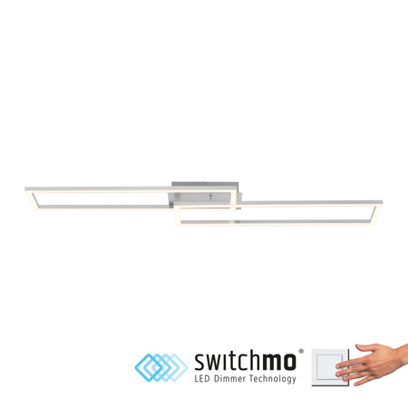 Lampa sufitowa srebrne dwie ramki LED prostokątne z funkcją ściemniania SwitchMo IVEN Just Light 14691-55