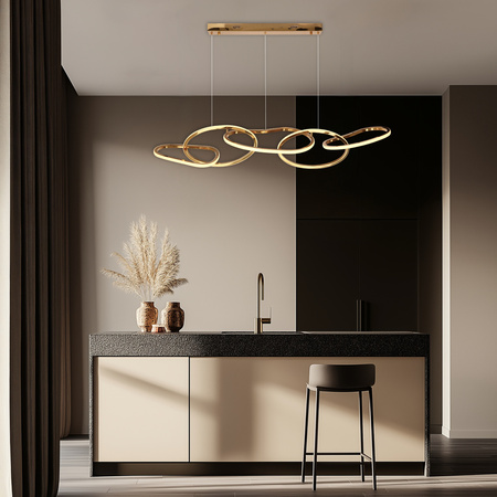 Lampa wisząca złota ANNELI elegancka - nieregularna forma 80 cm – designerska lampa salonu i jadalni LED 3000K Candellux Studio 34-35646