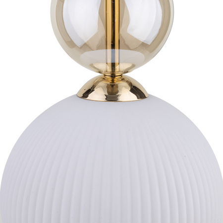 Pojedyńcza lampa wisząca z białym ryflowanym kloszem i ozdobną kulą SOPHIA COGNAC WHITE 1XE14 Tk Lighting 11590
