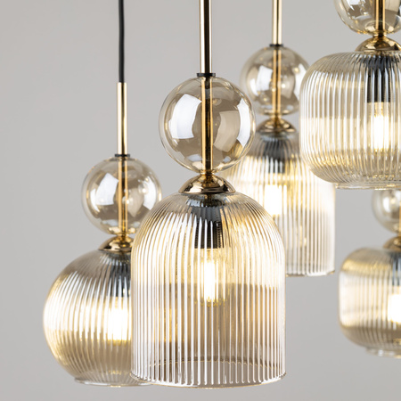 Lampa wisząca koniakowe ryflowane klosze SOPHIA COGNAC 6xE14 Tk Lighting 11044