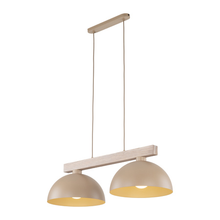 Lampa wisząca dwa metalowe klosze na drewnianej belce OSLO SABIA 2xE27 Tk Lighting 11011