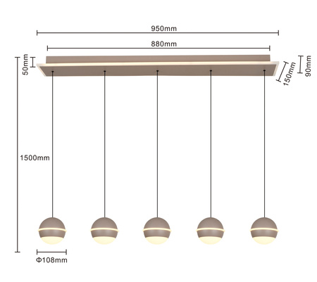 Lampa wisząca piątka prosta Biarritz kaszmirowa Aviano Lighting 7047-613