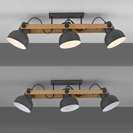 Lampa sufitowa drewniana z trzema metalowymi kloszami CUP 2.0 3xE27 Just Light 15745-18