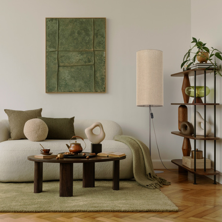 Lampa podłogowa z cylidnrycznym abażurem z lnu 133cm 1XE27 FIENO NEW BROWN Tk Lighting 16197