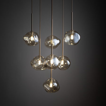 Lampa wisząca w kolorze sabia z koniakowymi kloszami do salonu LAVA SABIA 7xG9 Tk Lighting 11329