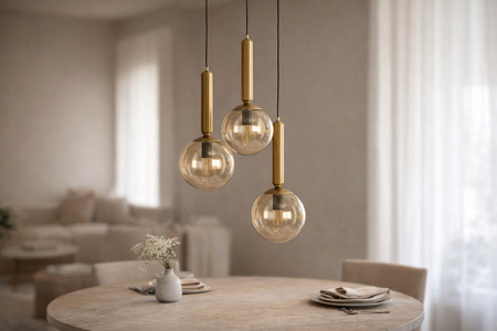 Czarna lampa wisząca z miodowymi kloszami YUKI Kaja Lighting K-5867