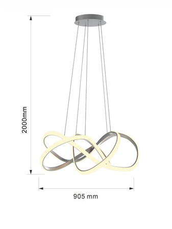 Duża lampa wisząca ARTE srebrna LED 90cm średnicy Aviano Lighting 7097-0163