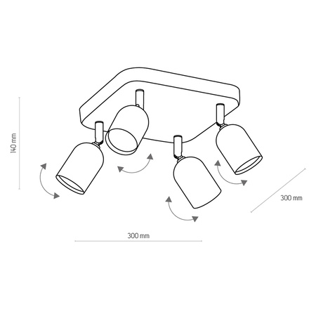 TOP BLACK/GOLD LAMPA SUFITOWA 4 PŁ TK Lighting 3307