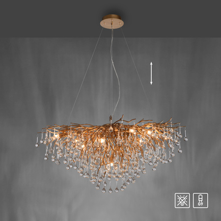 Lampa wisząca gałązki z kryształkami w kolorze starego mosiądzu 100cmx50cm nad stół ICICLE Paul Neuhaus 2192-11