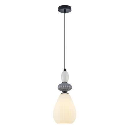 Pojedyńcza lampa wisząca z elementami ceramiki i szklanym kloszem 1xE27 Altra Italux PND-36787-1B-BK-WH