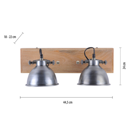 Podwójna lampa sufitowa drewniana ze stalowymi kloszami SAMIA 3xE27 Just Light 11982-77