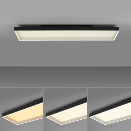 Prostokątny czarny plafon sufitowy 120x30cm strerowany pilotem / smartfonem Q-MAGONG Paul Neuhaus 6317-18